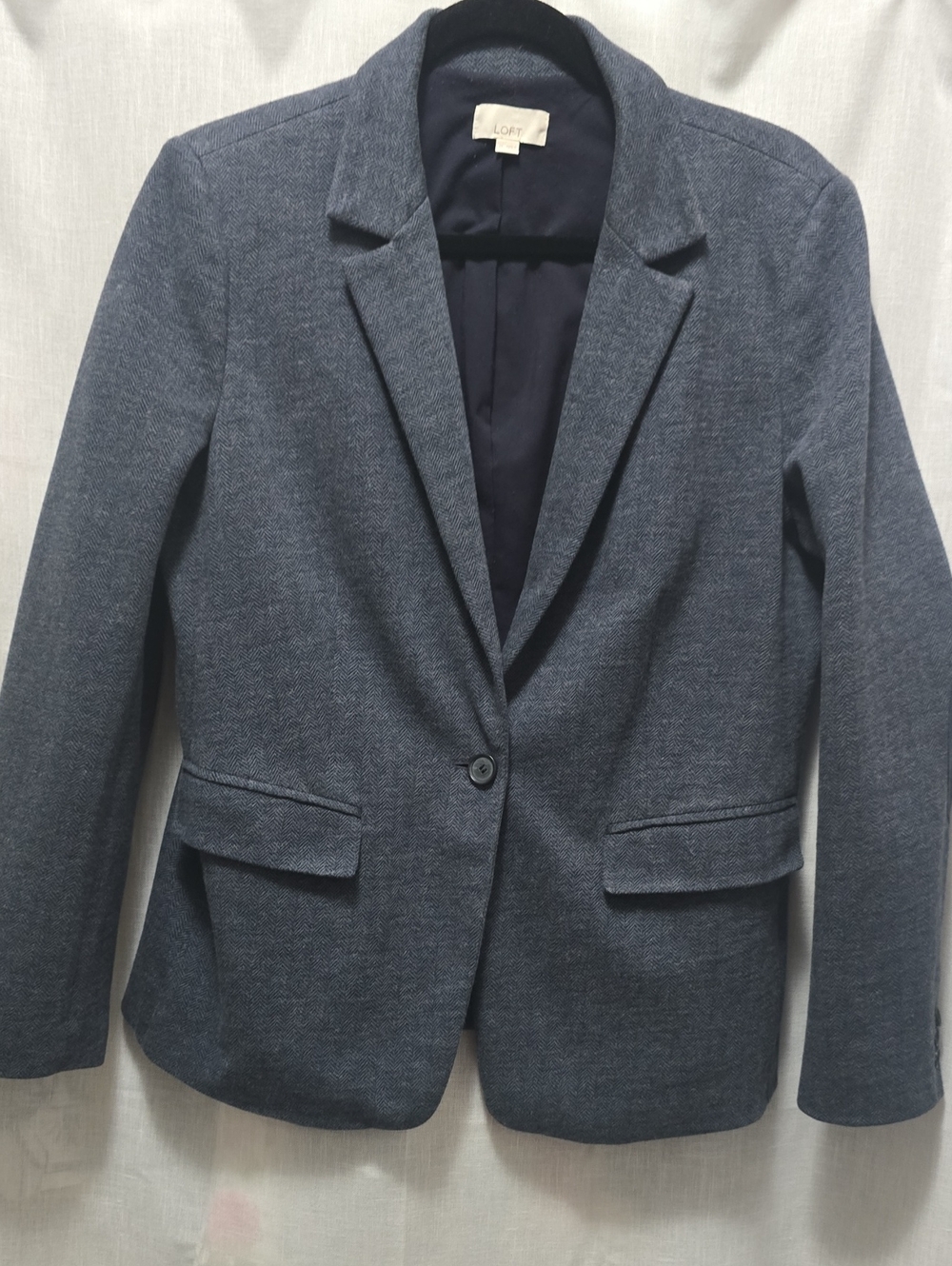 LOFT Heathered Navy Single-Button Ponte Blazer